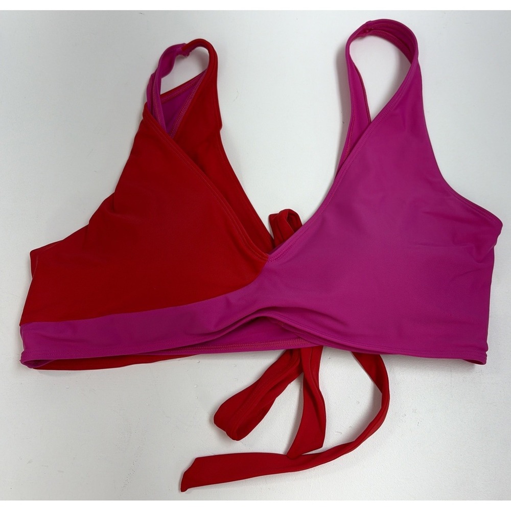 Summersalt Womens 18 The Wrap Bikini Top Two Tone Pink/Red